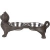 Clayre & Eef 6Y5641 Comedero para Animales Hierro Marrón 39x15x19 cm 2x225 ml