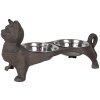 Clayre & Eef 6Y5641 Comedero para Animales Hierro Marrón 39x15x19 cm 2x225 ml