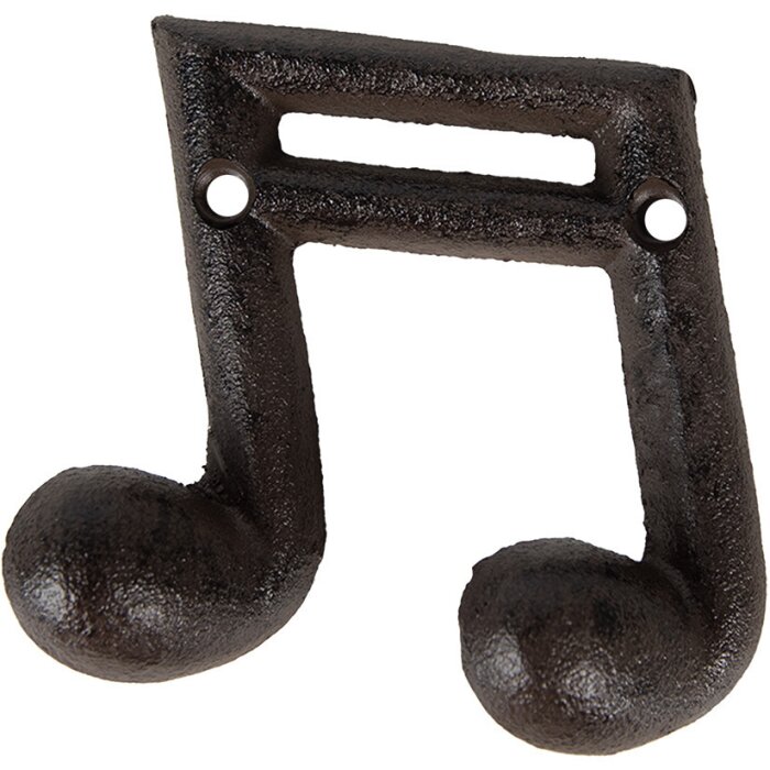 Clayre & Eef 6Y5652 Perchero de pared nota musical hierro marrón 10x3x9 cm
