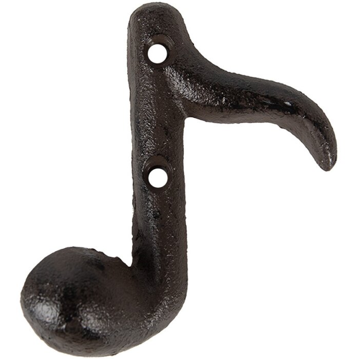 Clayre & Eef 6Y5653 Perchero de pared nota musical hierro marrón 8x3x9 cm