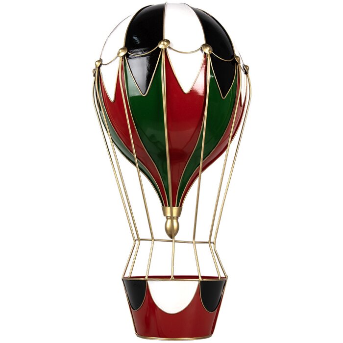 Clayre & Eef 5Y1260 Decoración Globo Aerostático Metal Rojo Verde 31x16x63 cm