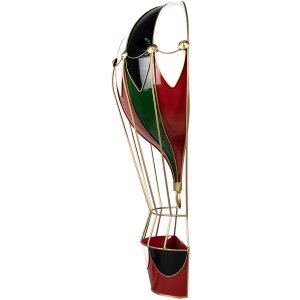 Clayre & Eef 5Y1260 Decoración Globo Aerostático Metal Rojo Verde 31x16x63 cm