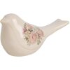 Clayre & Eef 6CE1951L Decoración Pájaro Beige Decoración Rosa 25x10x13 cm