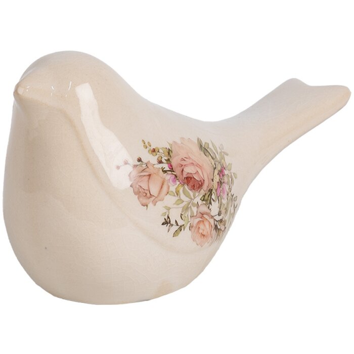Clayre & Eef 6CE1951M Decoración Pájaro Cerámica Beige 22x9x12 cm