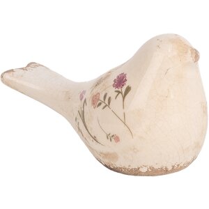 Clayre & Eef 6CE1952S Decoración Pájaro Rosa Beige 16x7x9 cm Cerámica