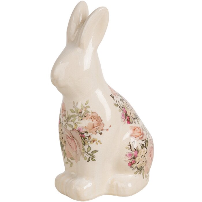 Clayre & Eef 6CE1956M Cerámica Decorativa Conejo 13x10x21 cm Estilo Campestre Rosa