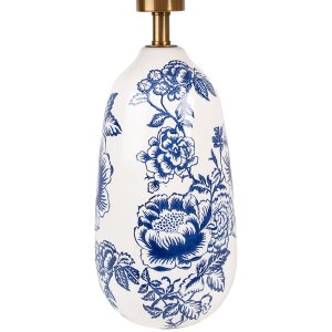 Clayre & Eef 6LMC0098 Lámpara de Mesa Estilo Campestre Ø28x49 cm Base de Cerámica Azul Blanco