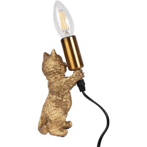 Clayre & Eef 6LMP791 Lámpara de mesa Cat Gold 9x9x18 cm E14 max 40W
