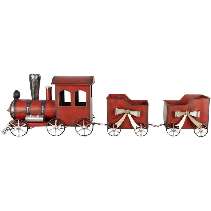 Clayre & Eef 6Y5632 Decoración Tren Rojo Metal 94x18x28 cm Estilo campestre