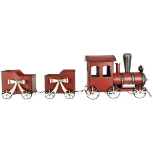 Clayre & Eef 6Y5632 Decoración Tren Rojo Metal 94x18x28 cm Estilo campestre