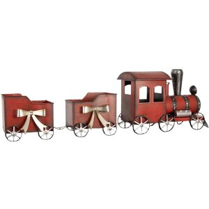 Clayre & Eef 6Y5632 Decoración Tren Rojo Metal 94x18x28 cm Estilo campestre