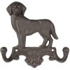 Clayre & Eef 6Y5650 Perchero de pared perro hierro marrón 16x4x16 cm