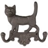 Clayre & Eef 6Y5651 Perchero de pared gato hierro marrón 16x4x16 cm
