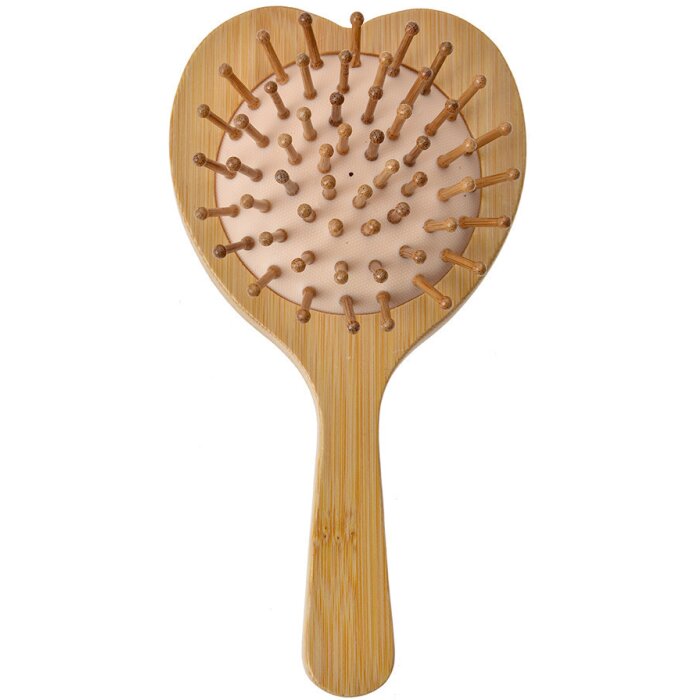 Juleeze JZHBR0001 Cepillo con espejo forma corazón madera beige marrón 15x8x3 cm