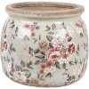 Clayre & Eef 6CE1964M Maceta Gris Rosa Ø 16x13 cm Estilo campestre