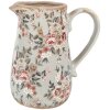 Clayre & Eef 6CE1965M Jarra cerámica gris rosa flores 16x12x18 cm estilo campestre