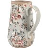 Clayre & Eef 6CE1965M Jarra cerámica gris rosa flores 16x12x18 cm estilo campestre