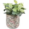 Clayre & Eef 6CE1966L Maceta Gris Rosa Ø 17x16 cm Estilo campestre