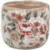 Clayre & Eef 6CE1966S Maceta Gris Rosa Ø 10x9 cm Cerámica Estilo Campestre
