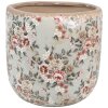 Clayre & Eef 6CE1966XL Maceta Cerámica Gris Rosa Flores Ø 19x18 cm