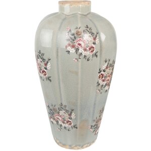 Clayre & Eef 6CE1970S Jarrón Gris Rosa Ø17x28 cm Cerámica Estilo Campestre