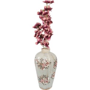 Clayre & Eef 6CE1970S Jarrón Gris Rosa Ø17x28 cm Cerámica Estilo Campestre