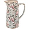 Clayre & Eef 6CE1971L Jarra decorativa cerámica gris rosa flores 21x14x26 cm