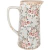 Clayre & Eef 6CE1971L Jarra decorativa cerámica gris rosa flores 21x14x26 cm