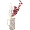 Clayre & Eef 6CE1971L Jarra decorativa cerámica gris rosa flores 21x14x26 cm