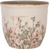 Clayre & Eef 6CE1974M Maceta Cerámica Beige Rosa Estilo Campestre Ø 16x14 cm