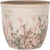 Clayre & Eef 6CE1974M Maceta Cerámica Beige Rosa Estilo Campestre Ø 16x14 cm