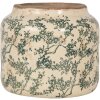 Clayre & Eef 6CE1975L Maceta Cerámica Beige Verde Ø 18x16 cm