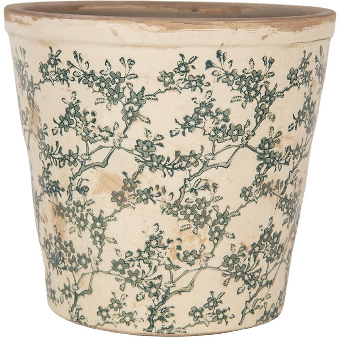 Clayre & Eef 6CE1976L Maceta decoración Ø 21x20 cm Flor vintage