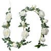 Clayre & Eef 6PL0320W Guirnalda de Rosas Artificiales Blanco Verde 150 cm