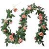 Clayre & Eef 6PL0322 Flores Artificiales Guirnalda de Rosas Rosa Verde 150 cm