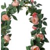 Clayre & Eef 6PL0322 Flores Artificiales Guirnalda de Rosas Rosa Verde 150 cm