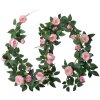 Clayre & Eef 6PL0323 Guirnalda de Rosas Artificiales Rosa Verde 14x14x180 cm