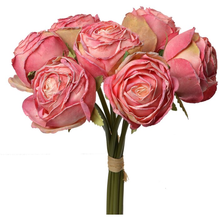 Clayre & Eef 6PL0336P Ramo de flores artificiales 7 Rosas Rosa 16x14x34 cm