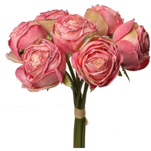 Clayre & Eef 6PL0336P Ramo de flores artificiales 7 Rosas Rosa 16x14x34 cm