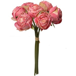 Clayre & Eef 6PL0336P Ramo de flores artificiales 7 Rosas Rosa 16x14x34 cm