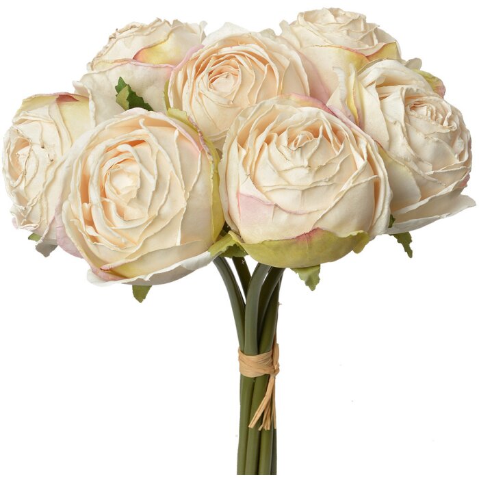 Clayre & Eef 6PL0336W Ramo de flores artificiales 7 Rosas Blanco 16x14x34 cm