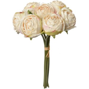Clayre & Eef 6PL0336W Ramo de flores artificiales 7 Rosas Blanco 16x14x34 cm
