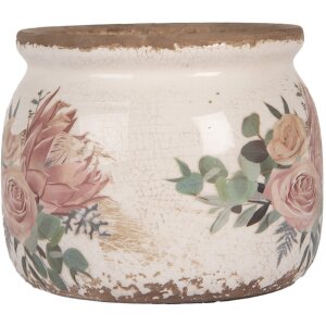 Clayre & Eef 6CE1978S Maceta Ø12x10 cm Beige Rosa Estilo Campestre