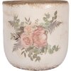 Clayre & Eef 6CE1981L Maceta Cerámica Floral Beige Rosa Ø 18x17 cm