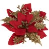 Clayre & Eef 65777 Adorno de Navidad Flor Rojo Oro Ø 14x5 cm
