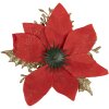 Clayre & Eef 65777 Adorno de Navidad Flor Rojo Oro Ø 14x5 cm