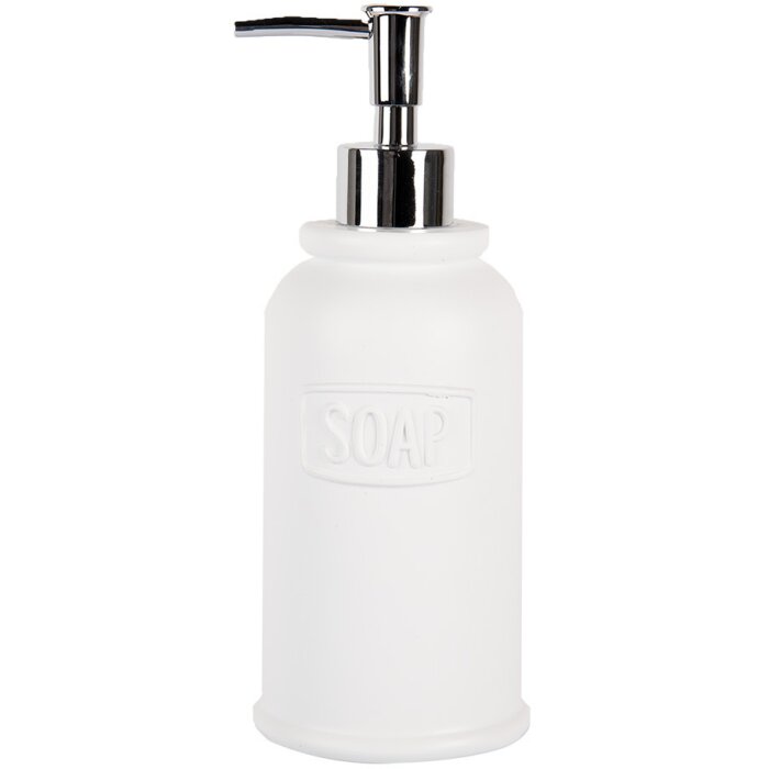 Clayre & Eef 65874 Jabonera Poliresina Blanca Ø 8x21 cm 350 ml