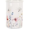 Clayre & Eef Cepillo de Dientes Cerámica Blanca Floral Ø 8x12 cm Estilo Campestre