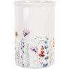 Clayre & Eef Cepillo de Dientes Cerámica Blanca Floral Ø 8x12 cm Estilo Campestre