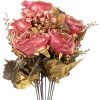 Clayre & Eef 6PL0340 Ramo de flores artificiales Rosas Rosa Oro 18x15x50 cm